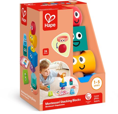 Hape Early Explorer Ξύλινο Montessori Stacking Blocks (E0531K) (1)