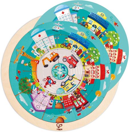 Hape Happy Puzzles Ξύλινο Παζλ Jobs Roundabout Puzzle (E1624) (2)