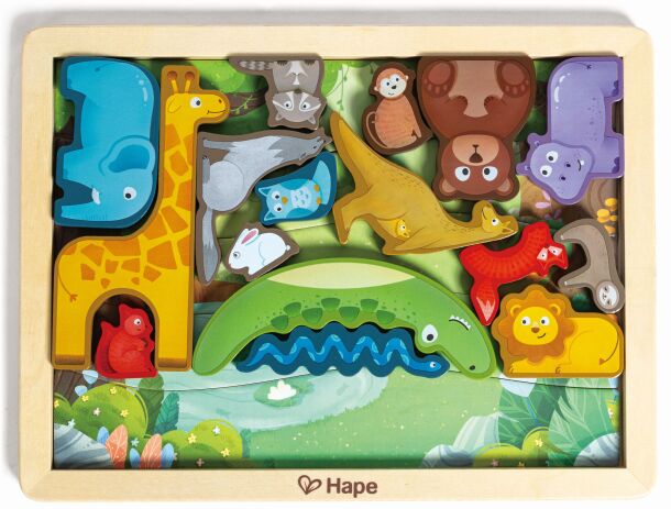 Hape Happy Puzzles Ξύλινο Παζλ Ζωάκια Animal Kingdom Puzzle (E1656) (0)