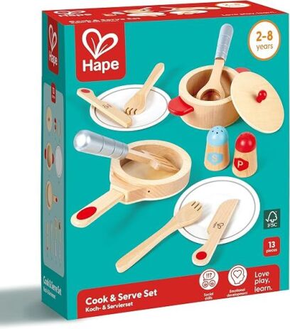 Hape Playfully Delicious Ξύλινα Κουζινικά Cook & Serve Set (E3150X) (1)