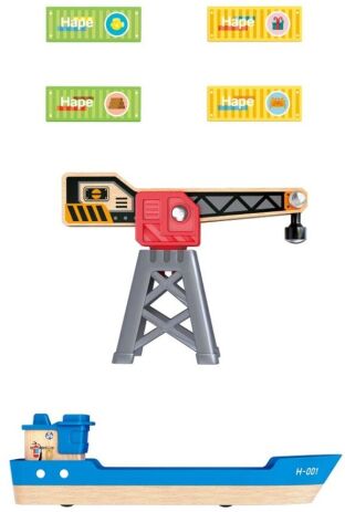 Hape Railway Ξύλινο Cargo Πλοίο & Γερανός (E3792A) (4)