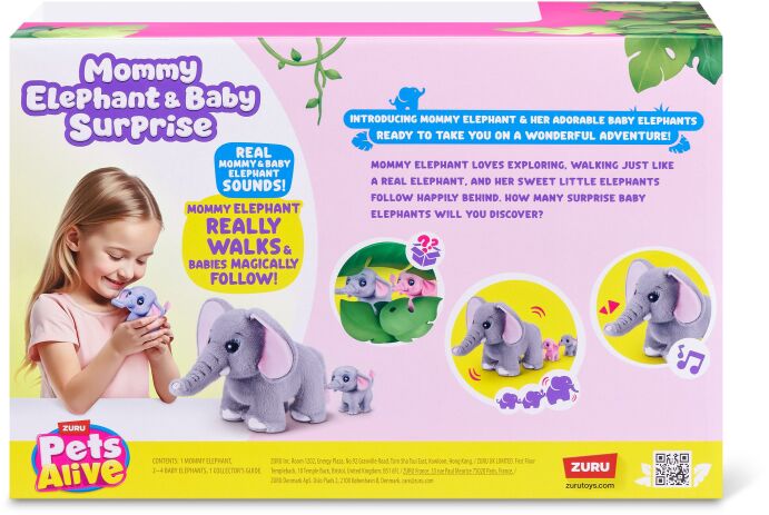 Zuru Λούτρινo Pets Alive Mama Elephant & Baby (9570) (2)