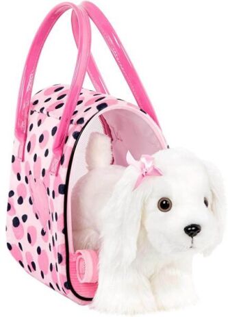 Pucci Pups Λούτρινο Σκυλάκι Maltese & Τσάντα Μεταφοράς With Pink & Black Spot (ST8369Z) (1)