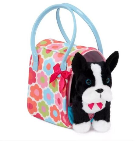 Pucci Pups Λούτρινο Σκυλάκι Boston Terrier & Τσάντα Μεταφοράς With Flower (ST8389Z) (1)