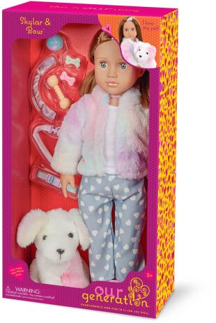 Our Generation Κούκλα Skylar With Rainbow Pup &  Accessories Bow (BD31538) (1)