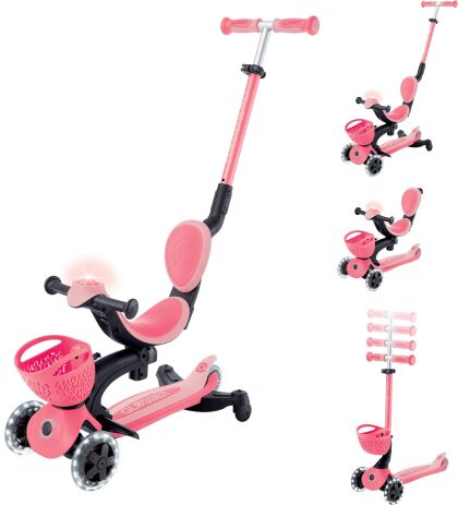 Globber Scooter Go.Up Baby Lights 360 Coral Pink (844-210) (9)