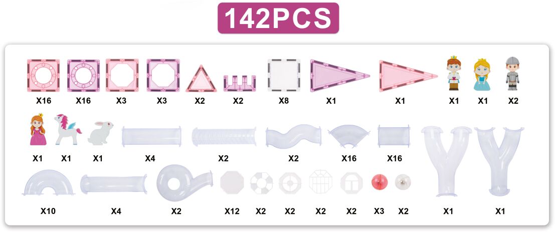 BW Magnetic Tiles Πριγκιπικό Κάστρο 142Τμχ. (X2125) (2)