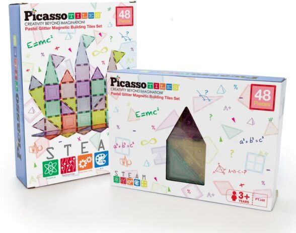 Picasso Tiles Pastel Glitter Building Set 48Τμχ (PTJ48) (0)