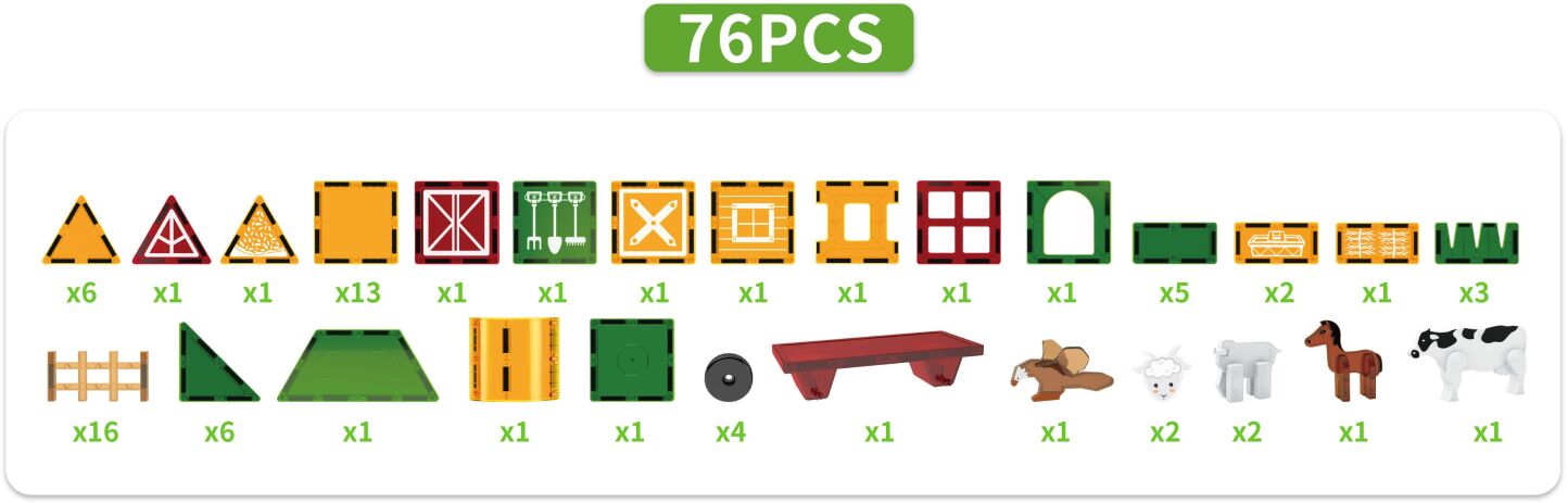 BW Magnetic Tiles Φάρμα 76Τμχ (X5203) (2)