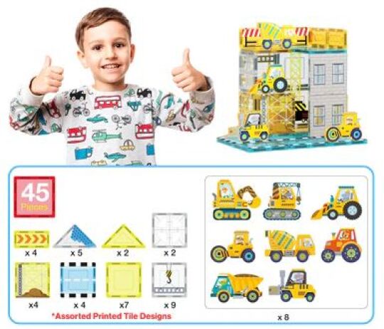 Picasso Tiles Construction Set With 8 Vehicles 45Τμχ (PTQ11) (1)