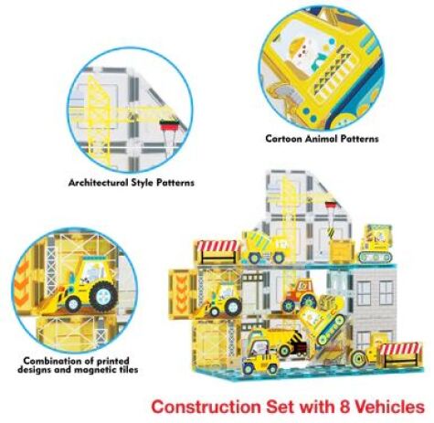 Picasso Tiles Construction Set With 8 Vehicles 45Τμχ (PTQ11) (2)