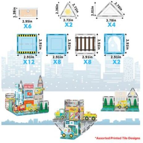 Picasso Tiles Metro City Set With 8 Vehicles 50Τμχ (PTQ14) (4)