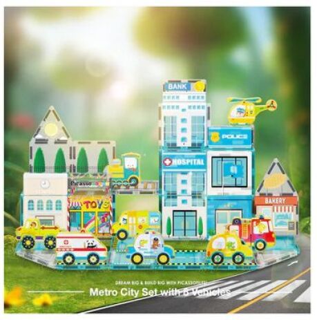 Picasso Tiles Metro City Set With 8 Vehicles 50Τμχ (PTQ14) (6)