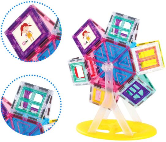 Picasso Tiles Magnetic Ferris Wheel Building Set 63Τμχ (PT01) (1)