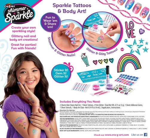 Cra-Z-Art Shimmer 'N Sparkle Sparkling Glitter Tattoos & Nails (65502) (6)