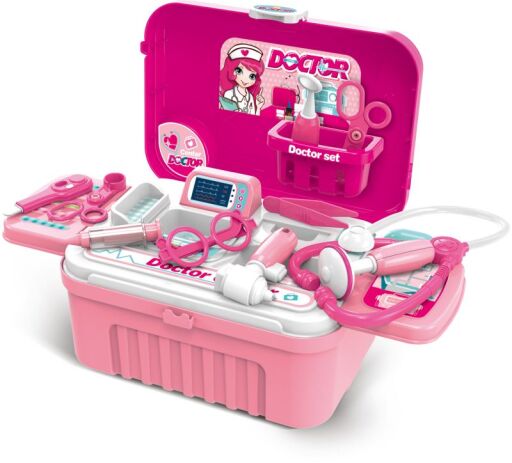 BW Σετ Ιατρικό Τρόλεϋ 3 Σε 1 Ροζ (008-955C) (2)