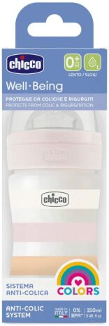 Chicco Μπιμπερό Πλαστικό Well Being Girl 150ml Θηλή Σιλικόνης 0m+ (A60-28611-11) (1)