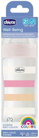 Chicco Μπιμπερό Πλαστικό Well Being Girl 250ml Θηλή Σιλικόνης (A60-28623-11) (1)
