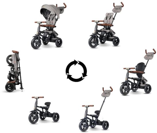 QPlay Τρίκυκλο Rito Deluxe Air Gel Wheels Grey (01-1212068-03) (1)