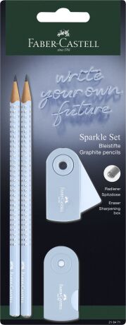 Faber Castell Μολύβια Grip Sparkle II Σιέλ & Mini Sleeve Γόμα & Ξύστρα (12310954) (0)