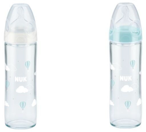Nuk Μπιμπερό Γυάλινο 240ml Σιλικόνης New Classic-2 Σχέδια-1Τμχ (10745080) (0)