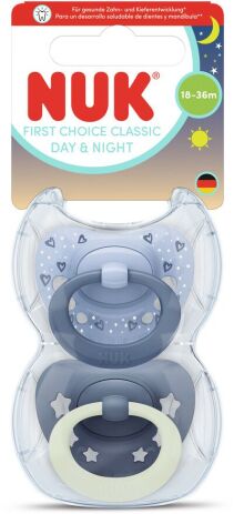 Nuk Πιπίλα Σ M3 Classic Day & Night Με Θήκη 2Τμχ Μπλε (10177263) (0)
