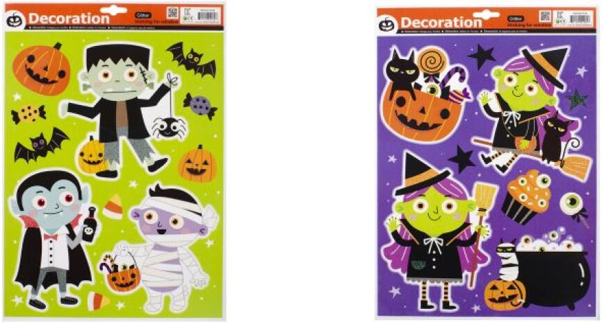 Αυτοκόλλητα Halloween Παραθύρου Glitter 41Χ29cm-2 Σχέδια-1Τμχ (5903) (0)