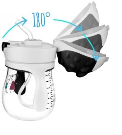 Akuku Εκπαιδευτικό Ποτηράκι Με Καλαμάκι & Βαρίδι 250ml 9M+ Μαύρο-Γκρι  (A0034) (2)