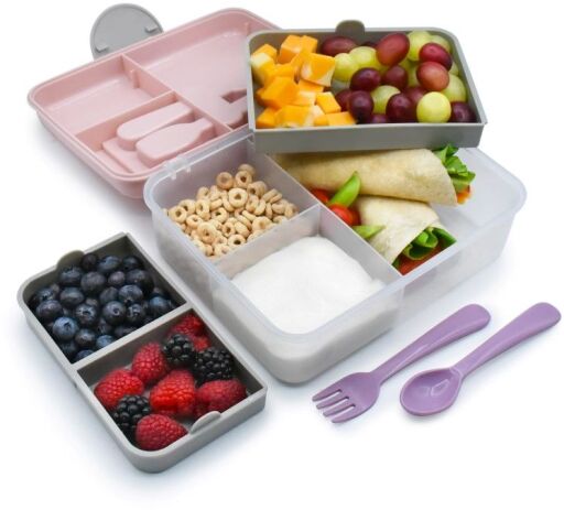 Melii Φαγητοδοχείο Με Κουτάλι & Πιρούνι Pink (MEL21500) (1)