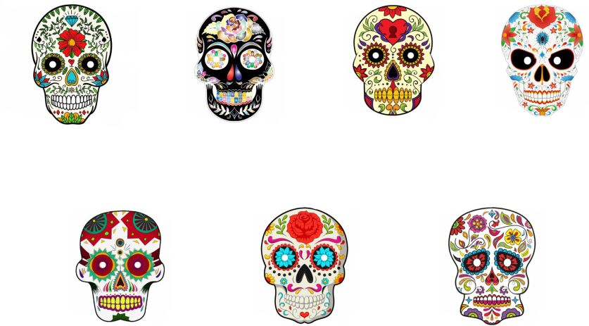 Μάσκα Νεκροκεφαλή Dia De Los Muertos-7 Σχέδια-1 Τμχ (Α1124) (0)