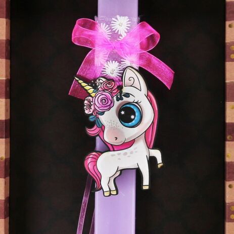 Λαμπάδα Μονόκερος Με Λουλούδια (LA25036P) (2)