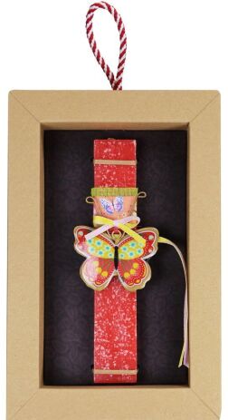 Λαμπάδα Πεταλούδα Φλοράλ-Κόκκινο (LA26005C) (1)