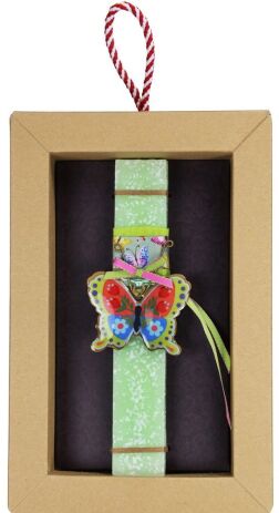 Λαμπάδα Πεταλούδα Φλοράλ-Πράσινο (LA26005A) (1)