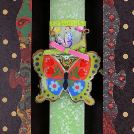 Λαμπάδα Πεταλούδα Φλοράλ-Πράσινο (LA26005A) (2)