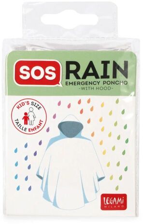 Legami Disposable Rain Poncho With Hood-Kid's Size (PONCHOK0001) (0)