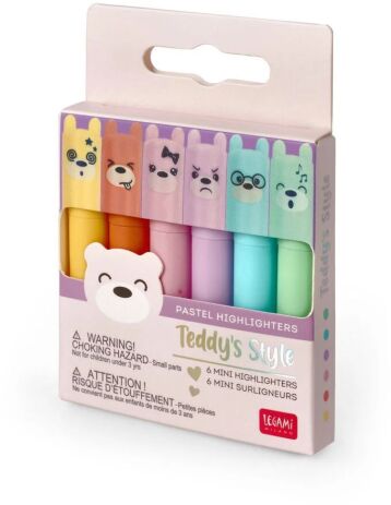 Legami Mini Pastel Highlighters-Teddy's Style (MH0004) (1)