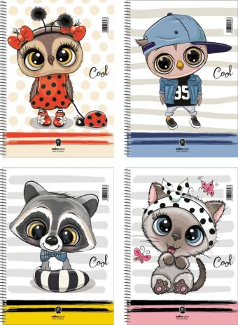 Salko Τετράδιο Cool Σπιράλ 17X25 2 Θεμάτων 120 Σελίδων-4 Σχέδια-1Τμχ (5842) (0)