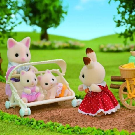 Sylvanian Families Floral Cat Τρίδυμα & Καρότσι (5880) (2)
