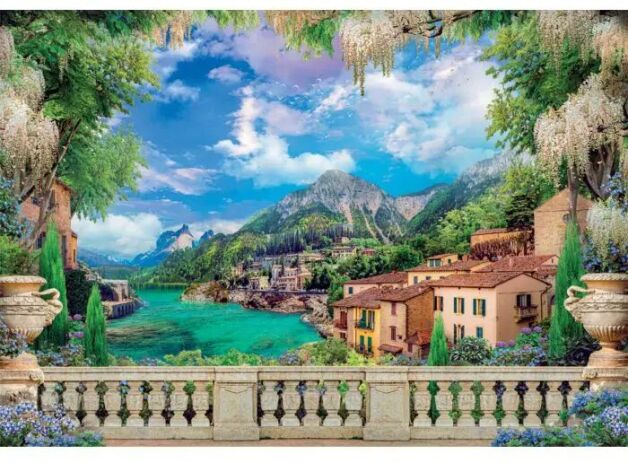 Παζλ 3000 H.Q. Καταπράσινη Βεράντα Στη Λίμνη (1220-33553) (1)