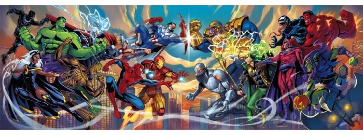 Clementoni Παζλ 1000 H.Q.Panorama-Marvel Heroes vs Villains (1220-37056) (1)