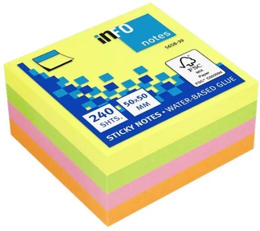 Info Notes Αυτοκόλλητα Χαρτάκια Brilliant Mini 50X50mm 240 Φύλλων (5658-39) (0)