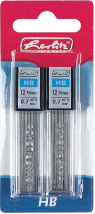 Herlitz Μύτες Μηχανικού Μολυβιού HB 0.5mm-2x12Τμχ (8675217) (1)