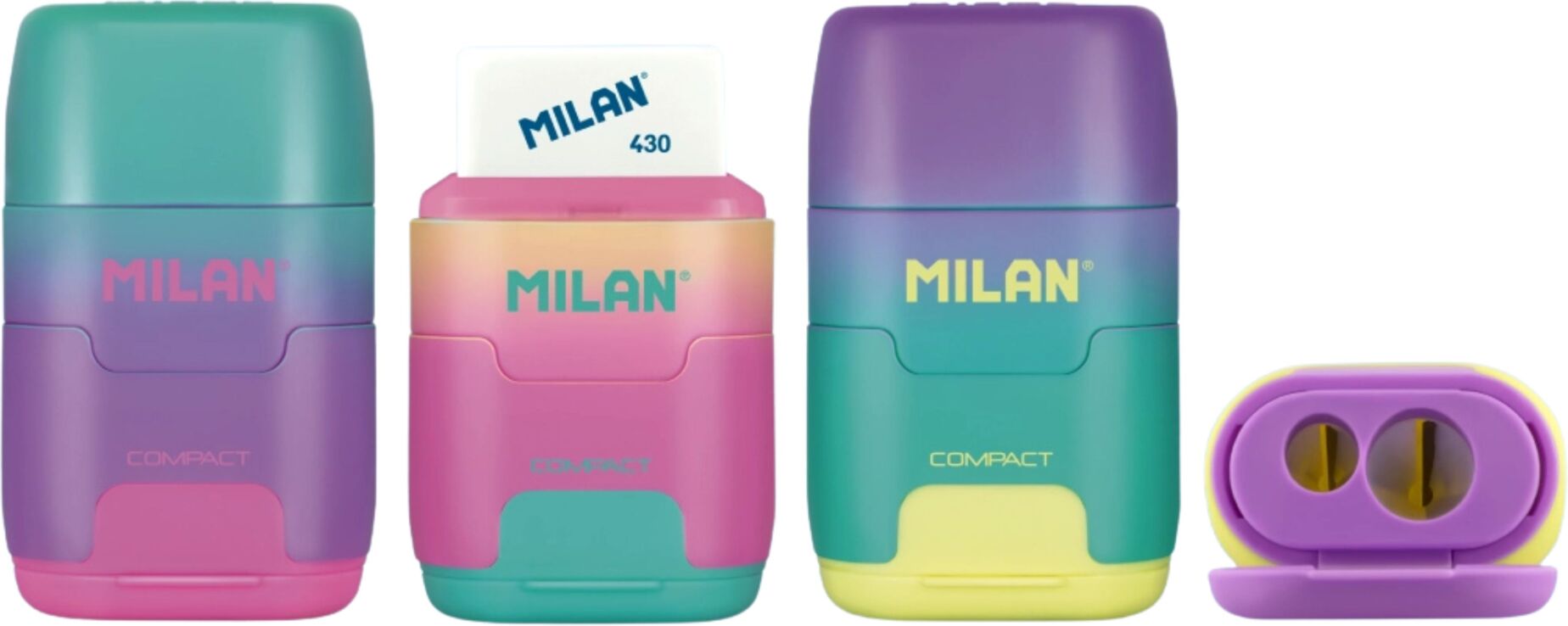 Milan Γόμα-Ξύστρα Διπλή Compact Sunset-4 Σχέδια (325-00115-4721116) (1)
