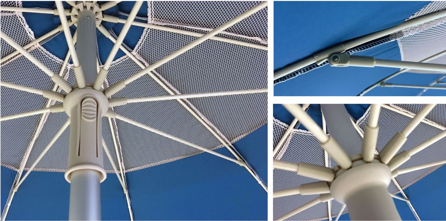 Ομπρέλα Ηλίου Maui 190/8-Σκελετός Αλουμινίου Αντιανεμική 29/32mm Polyester-Μπλε (1930) (1)