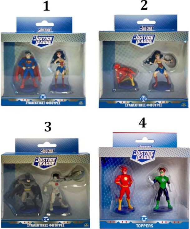 Hero-Mania Justice League Φιγούρες-Τoppers 2Pack-4 Σχέδια (JUT01000) (1)