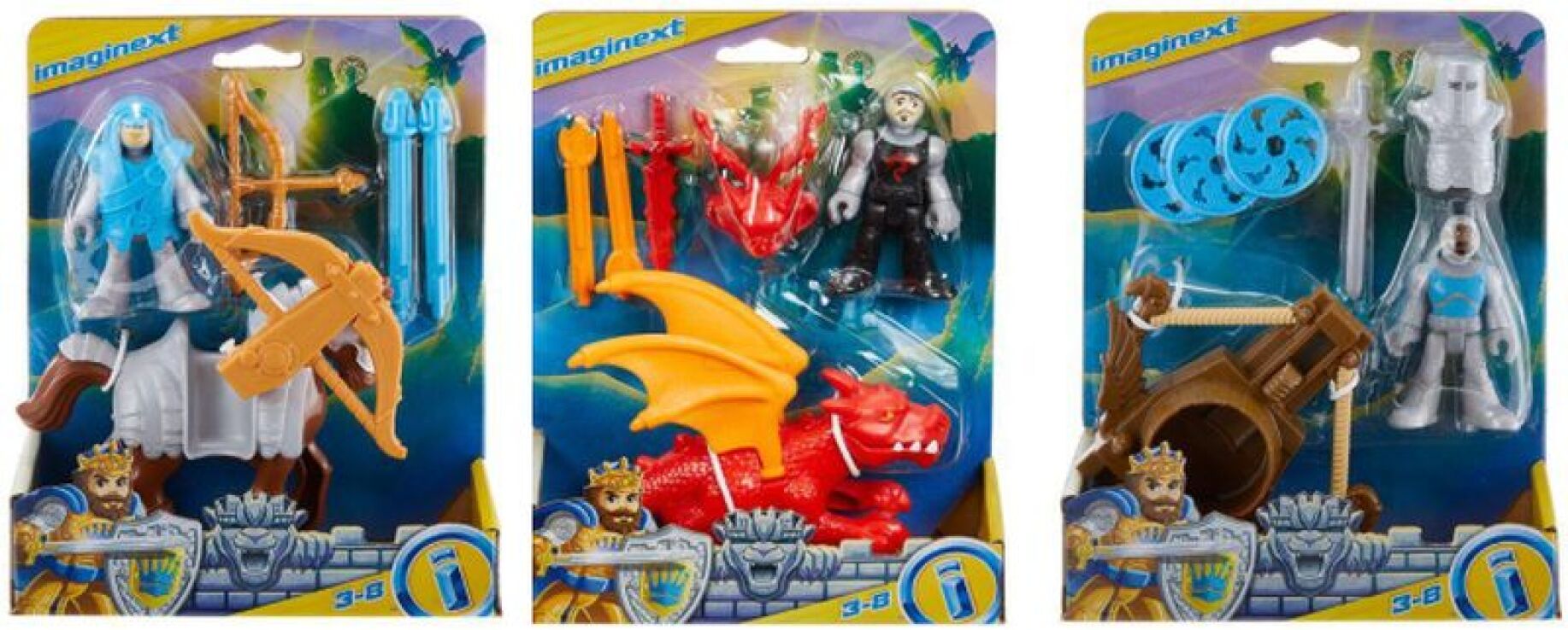 Fisher Price Imaginext-Φιγούρες Ιππότες Με Αξεσουάρ-3 Σχέδια (HCG63) (2)