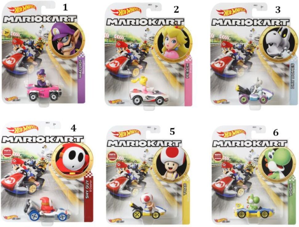 Hot Wheels Mario Kart Αυτοκινητάκια - 6 Σχέδια (GBG25) (1)