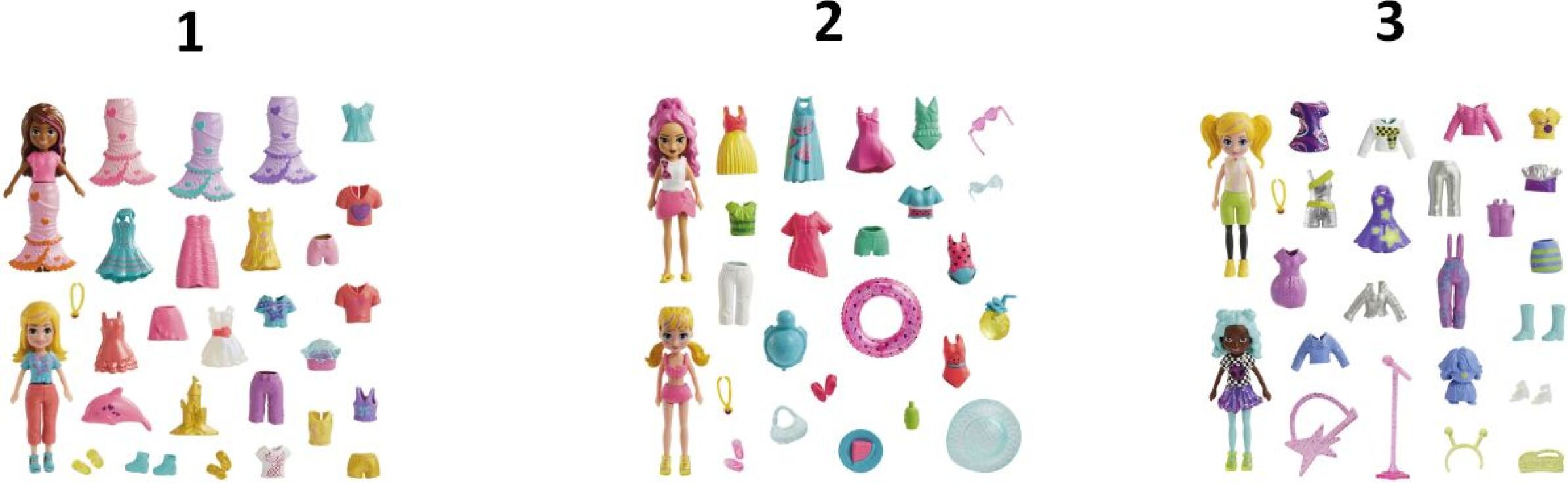 Polly Pocket Κούκλα Με Μόδες Μεγάλο Pack-3 Σχέδια (HNF51) (1)