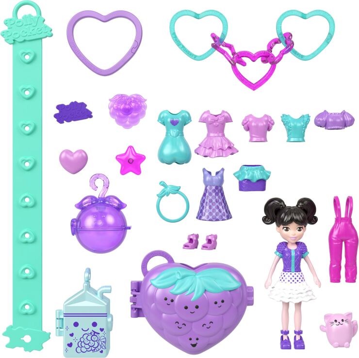Polly Pocket Polly Κούκλα Με Αξεσουάρ & Μπρελόκ Μεγάλο Pack-3 Σχέδια (JKR51) (4)