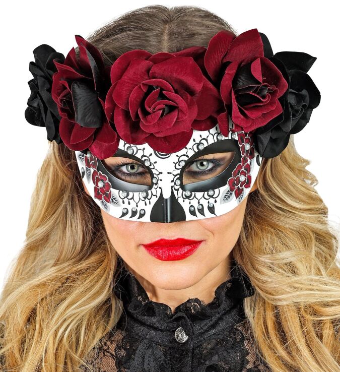 WM Μάσκα Ματιών Dia De Los Muertos Με Τριαντάφυλλα (8466) (2)